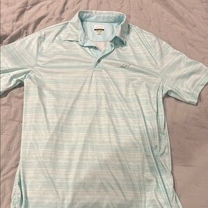 Tommy Bahama Men's Light Blue Striped Polo Shirt